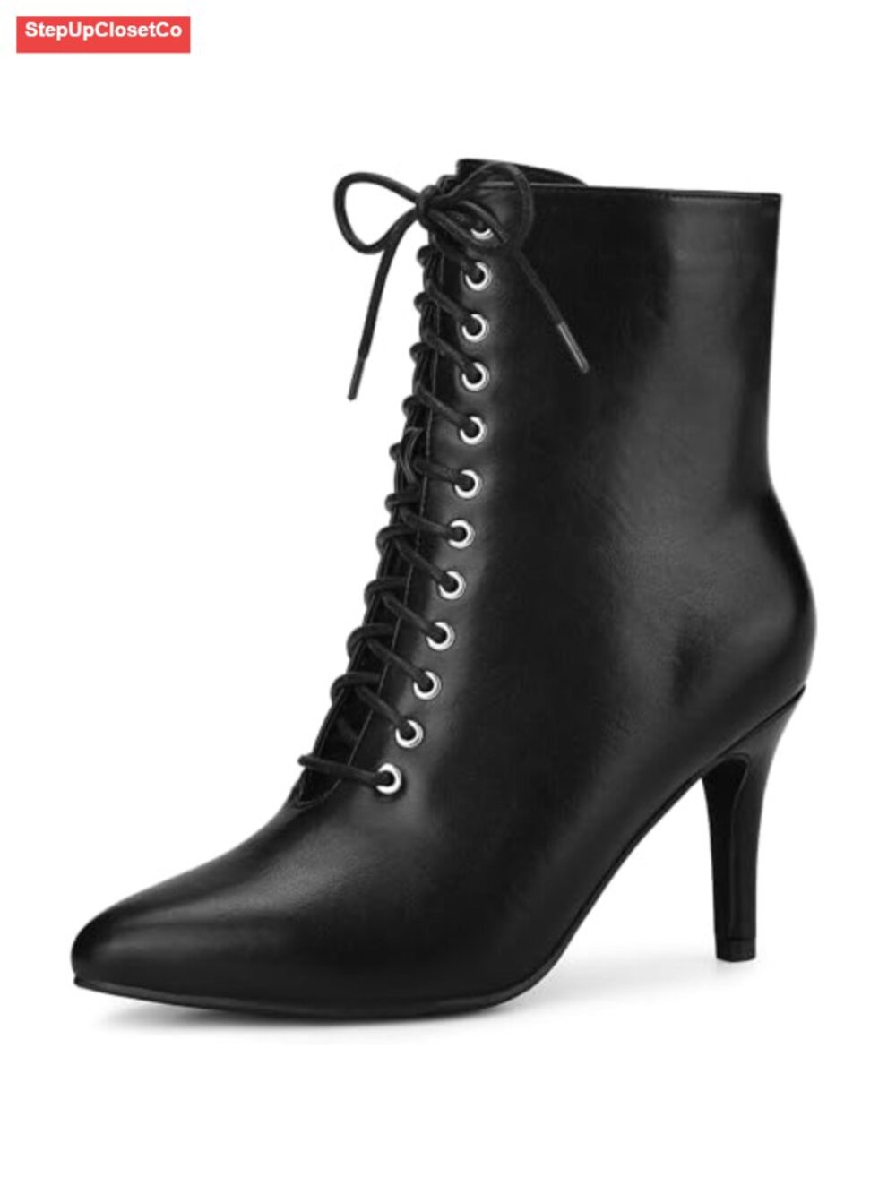 Women's Pointy Toe Lace Up Stiletto Heel Ankle Boots